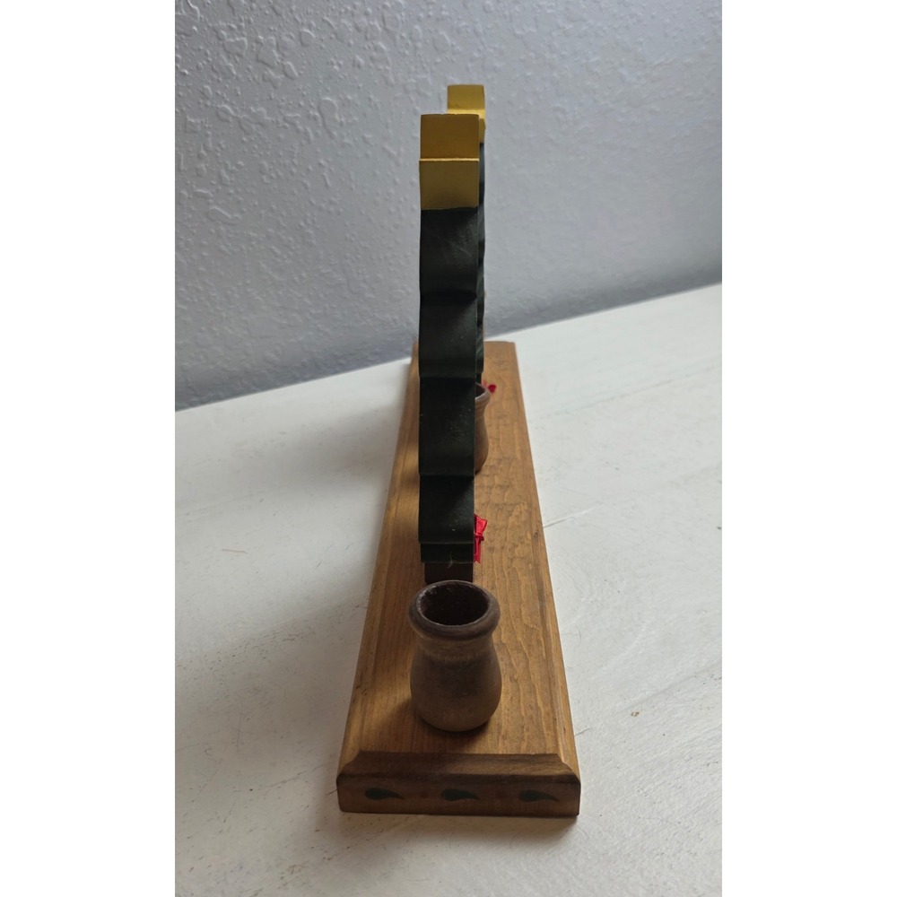 Vintage Wooden Christmas Trees Candlestick Holder Vintage Farmhouse Holiday - Picture 5 of 8